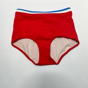 NEW Solid and Striped Swim Bikini Bottoms Size XS Red High Rise